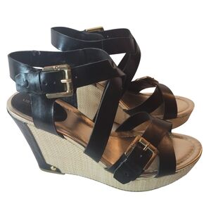 Liz Claiborne Black Wedge Sandals SIZE (7.5M)